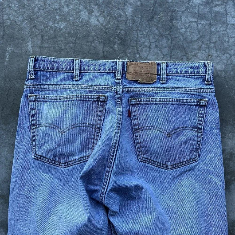 Vintage 90's Levi's 505 Light Wash Denim Jeans Distressed Faded 36x30